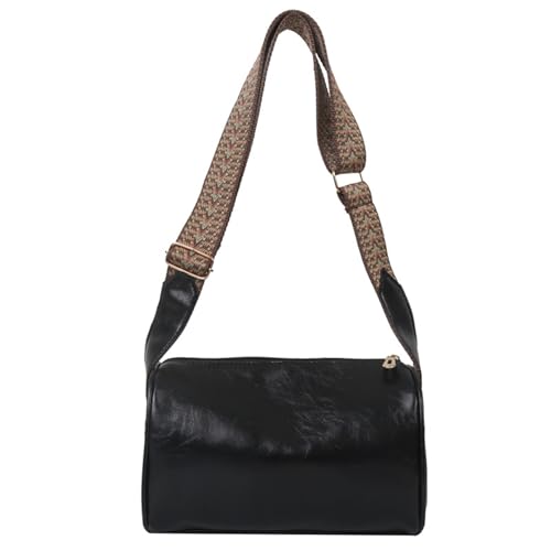 Sac à bandoulière pour femme vintage en cuir PU avec large sangle géométrique