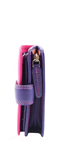 Hol404 Women's Real Leather Wallet RFID Multi Color Medium Size ID Card Holder Banknotes, Berry Multi, Mid Size, Medium Size3