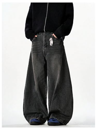 Verdusa Men's Vintage Baggy Jeans Streetwear Grunge Wide Leg Denim Pants with Pockets4