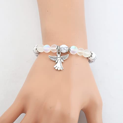 Image of FUSTMW Angel Keychain Guardian Angel Gifts Faith Gifts Prayer gifts Blessing Gifts Guardian Angel Charm Key Chain Gifts