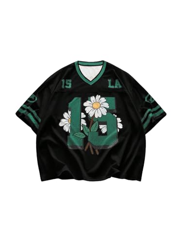 SOLY HUX Men's Graphic Tees Jersey Shirts Number Print Tees Baggy Basketball T-Shirt Streetwear Y2k Clothes