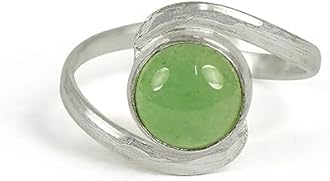 Reiki Crystal Products Adjustable Rings, Round Shape, Carnelian, Green Jade, Lapis Lazuli, Pyrite, Rose Quartz, Tiger Eye Gemstone Ring