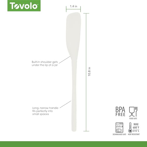 Tovolo Silicone Jar Spatula Long Handled Rubber Scraping Scooping Tool for Peanut Butter Jam Jelly Jars Blenders, Extra Long Flex Core Silicone Jar Scraper Dishwasher Safe BPA Free, White by Tovolo - Image 5