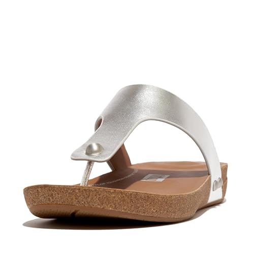 Image of FitFlop womens Iqushion Metallic-leather Toe-post Sandals