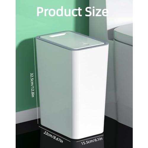 HIKENRI 9L Mülleimer Bad,Mülleimer Küche,Schmaler Mülleimer Mit Deckel Mülleimer Geruchsdicht Pop-Up Deckel PP Material für Bad,Küchen,Büro,Wohnzimmer,Schlafzimmer,WC Mülleimer (Weiß)