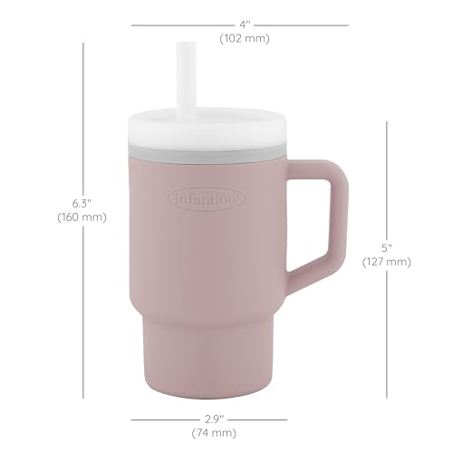 Image of Infantino My 1st Tumbler 266 ml Silicone Straw Cup - Pirouette, Leak-Resistant, Lightweight Premium Silicone, Fits Stroller & Car Seat Cup Holders