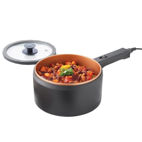 3 PAGEN Marmite Electrique avec Couvercle, 2L Antiadhésive, Hot Pot Multicuiseur, Cuisson sans Cuisinière, Marmite Electrique avec 2 Régulateurs de Température, Multifonctions et Économie d&rsquo;Énergie