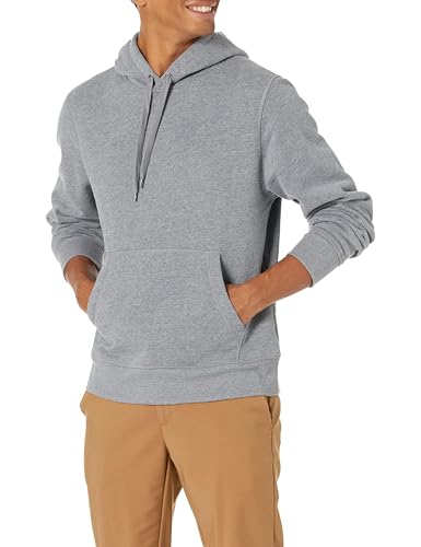 Amazon Essentials Men's Pullover Sweatshirt Hoodie, Big & Tall Options Available, Grey Heather, Medium