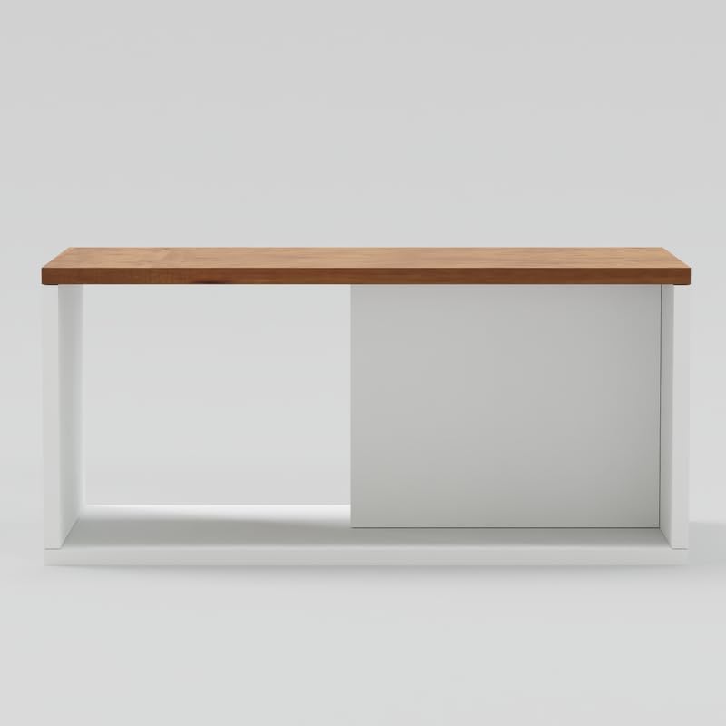 Image of Wooden Coffee Table, White & Cherry Pine, 90x50x45 Cm