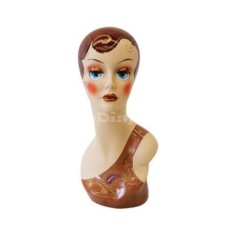(MD-VF003 X 2 PCS) ROXY DISPLAY® Two Artistic Female Mannequin Head Fiber Glass Vintage Style Cover