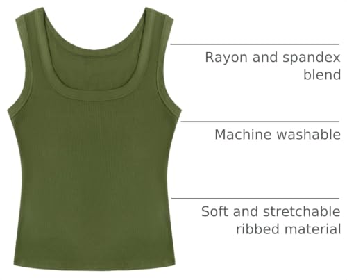 Image of SVALIY Summer Womens Tank Tops 2026 Square Neck Fitted Sleeveless Shirts for Women Ribbed Basic Top