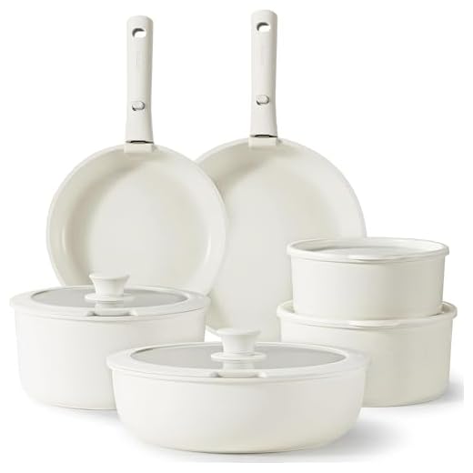 CAROTE 17pcs Pots and Pans Set, Nonstick Cookware Set Detachable Handle, Induction Kitchen Cookware Sets Non Stick with Removable Handle, RV Cookware Set, Oven Safe, Saucepan Set