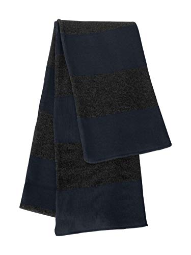 Sportsman Rugby-Striped Knit Scarf One Size Navy/Charcoal