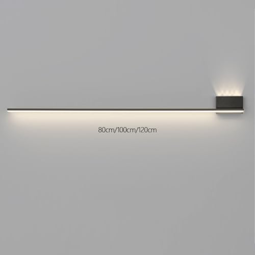 Aplique de pared lineal LED negro de 80cm y luz cálida 3000K para dormitorio 6