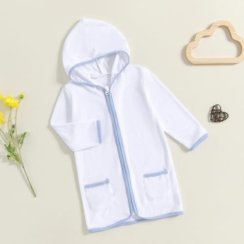 Baby Girls Boys Terry Cloth Swim Cover Up Zip Up Hooded Bathing Suit Coverup Wraps Kid Summer Pool Beach Swimsuit3