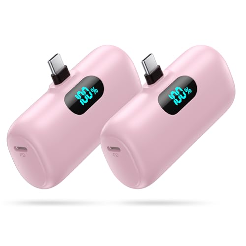 Image of [2 Pack]Mini Portable Charger Power Bank for iPhone 17 /16 /15 Series,5000mAh PD USB C Cell Phone Portable Power,Travel Essentials Battery Pack for iPhone 17 /17 Air /16 /16 pro /15 /Android /Samsung Galaxy