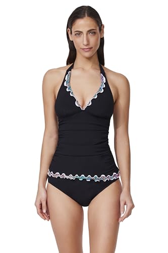 Profile by Gottex Tricolore Halter Tankini Top - Built-in Soft Cups, Adjustable Tie, Front Lining, Bottom Sold Separately