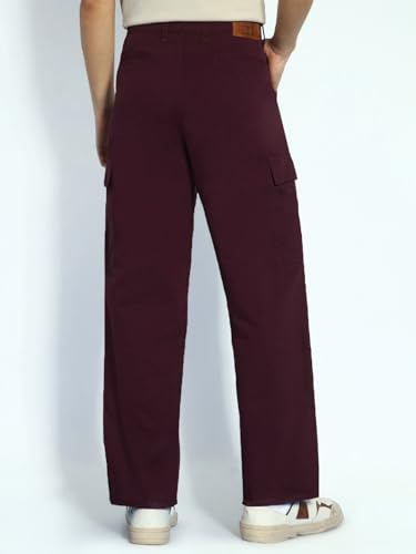 Image of Urbano Fashion Men's Loose Baggy Fit Solid Cargo Chino Trouser Pant with 6 Pockets Non-Stretchable