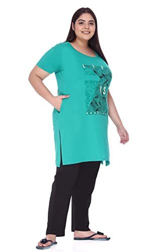 Image of In Love Women's Plus Size Graphic Printed Cotton Night Suit Set Short Sleeve