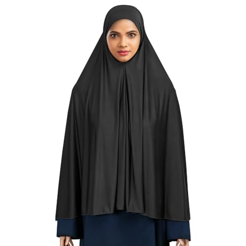 SIQITECHNO Women Muslim Ramadan Long Hijab Scarf Instant Big Hijab Half-body Cover Prayer Khimar Headscarf for Women