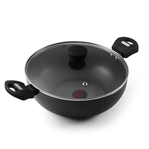 Image of Tower SmartStart 26cm(3.5 L) Aluminium Non-Stick Kadai,Temperature Indicator with Red Heat Spot, Indian Cooking Kadai for Sabzi & Curry, PFOA-Free, Gas & Induction Compatible, 2 Year Warranty