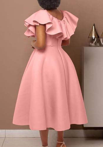 Image of Tcremisa Womens Elegant Ruffle Banquet Dress Summer Off Shoulder Pleated A Line Evening Party Prom Dresses