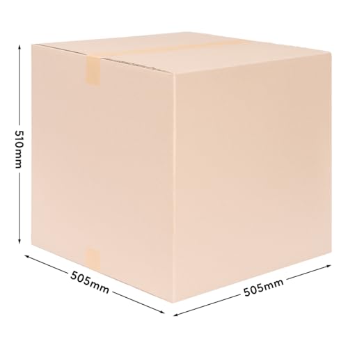 verpacking Faltkartons 500 x 500 x 500 mm Braun (Außenmaß 505 x 505 x 510 mm) KK 116 1-wellig Versandkarton für mittelgroße Waren DHL Paket DPD GLS Hermes Kartons (5 Stück)