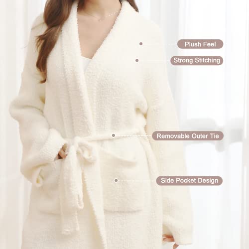 Image of bearberry Plush Hoodless Bath Robe Women's Loungewear Sleep Robe Indoor Outfit