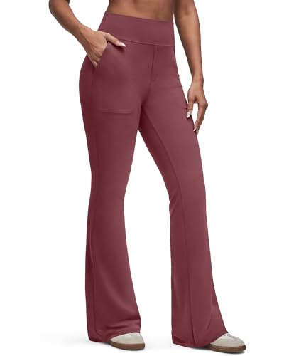 Image of G4Free BareFeel Flare Yoga Pants Women High Waisted Bootcut Leggings with Pockets Dress Work Pant Petite /Regular /Tall