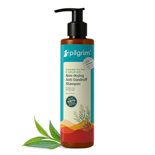 Pilgrim Anti-Dandruff Shampoo with Australian Tea Tree & Salicylic Acid | Non-Drying Itchy Scalp Treatment | Reduces Visible Flakes | Suitable for All Hair Types | 6.76 Fl Oz (200ml)