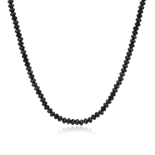 GAVU Men's Crystal Beaded Necklace, Brown Tiger Eye Necklace Black Onyx Necklace for Men