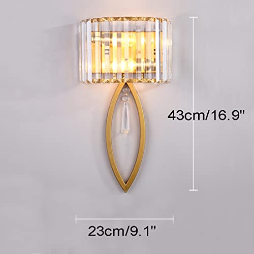 Image of Modern Crystal Wall Light Gold Glass Crystal Wall Sconces Light Mid-Century Vanity Light Indoor Elegant Wall Lighting Fixtures for Bedroom Living Room Hallway Entryway
