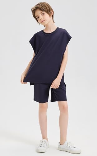 Image of DANI CHINS Boys Loose Athletic Shirt and Shorts Set Kid Outfit with Pockets