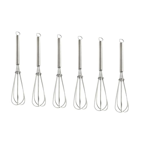 DINHEAROM 6piezas Manual De Acero Inoxidable Para Huevos y De Mezclador De Cocina Mango De Resorte Utensilio Para Bebidas y Salsas