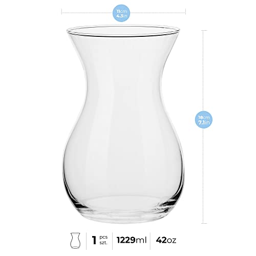 Poppy Bloemenvaas, glazen vaas voor bloemen, glazen bloemenvaas, tafelvaas, decoratieve vaas, helder glazen vaas, decoratieve vaas van glas, woonkamer decoratie, decoratieve vaas, H 18 cm, - Afbeelding 4