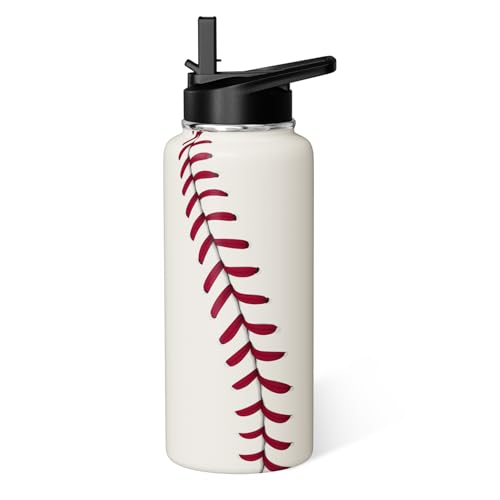 Baseball Water Bottle 32oz Insulated Sports Water Bottles