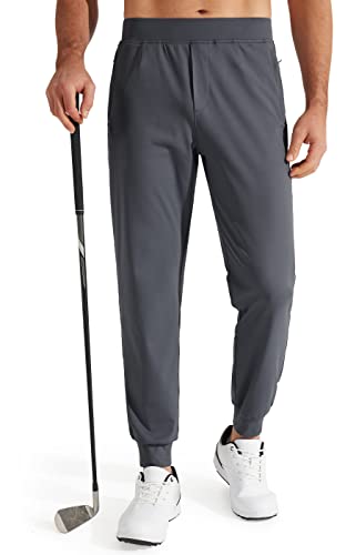 Libin Men's Golf Jogger Pants With Zipper Pockets Stretch Athletic Sweatpants Tapered Track Running Pants Workout Travel Casual Work, Grey, S #TOP7