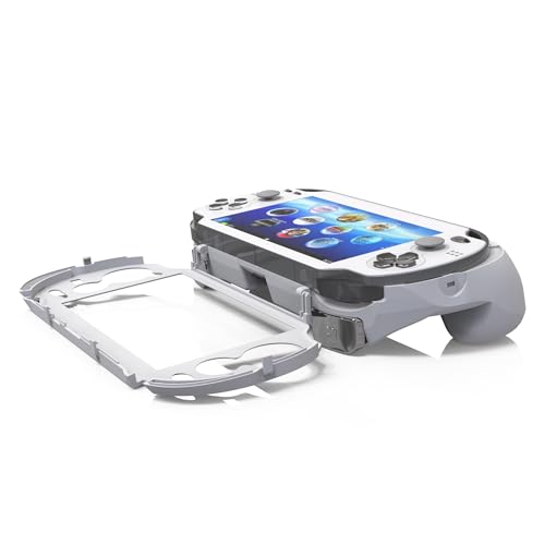 Image of Hand Grip Handle for psv1000 ps vita 1000, Protective Case, L2r2 is Used to Click on The Back of The PSV.Gift of Raised Button Stickers, Tempered Film, Joystick Cap. (Frosted White)
