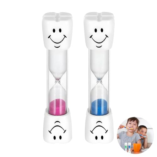 2 Stück Sanduhr Zähneputzen Kinder, Sanduhr 3 Minuten, Zahnputzuhr, für Küche, Kinder, Zähneputzen, Zuhause(Blau, Rosa)