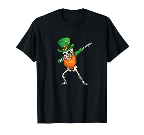 Dabbing Leprechaun Squelette St Patrick Day 2025 Drôle T-Shirt