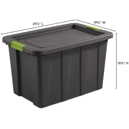 Image of Sterilite Latching Tuff1 Tote Containers w /Lids, 30 Gallon, 12-Pack | Flat Gray, Large Plastic Storage Bins - Heavy-Duty Stackable Organizer Boxes for Home, Office, Basement, Closet, & Garage