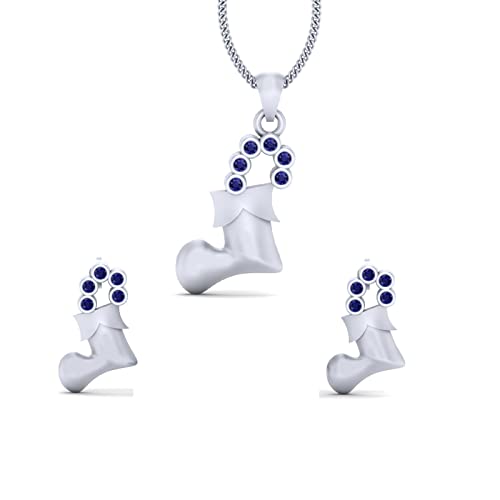 Juego de pendientes de Navidad plata de ley 925 maciza circonita azul set
