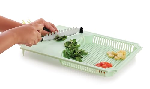 Image of Anjali Fantastic Cut & Wash Deluxe Green Black Cutter - Polypropylene, ABS & Nylon Body with Tempered Magnetic Stainless Steel Blades, Perfect for Cutting, Chopping & Slicing - HZCW01(G)