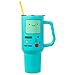 Silver Buffalo Adventure Time Featuring BMO Double Walled Stainless Steel Tumbler with Handle and Straw, Fits in Standard Cup Holder, 40 Ounces