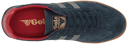Image of Gola Men's Hurricane Suede Sneaker, Navy Ash Deep Red Gum, 8