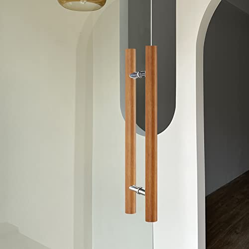 Poignée de porte en verre ronde en bois marron 23,5" au design épuré