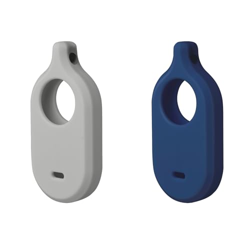 Silicone Case for Galaxy SmartTag2 with Keychains, 2 Pack Anti-Scratch Protective Cover with Carabiner (Navy/Gray)