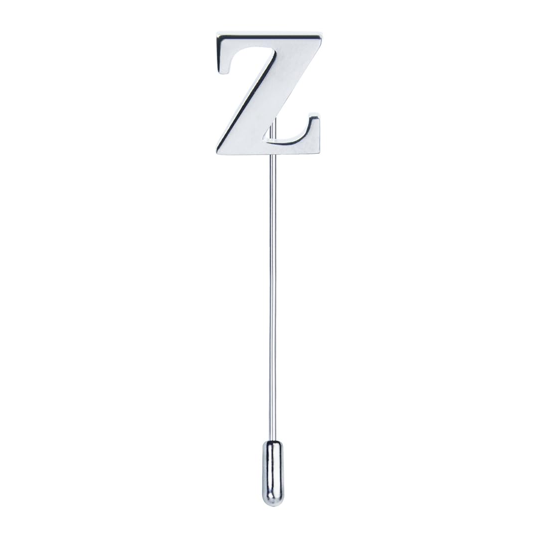 peluche Alphabet 'Z' Silver Lapel Pin for Men-picture-22