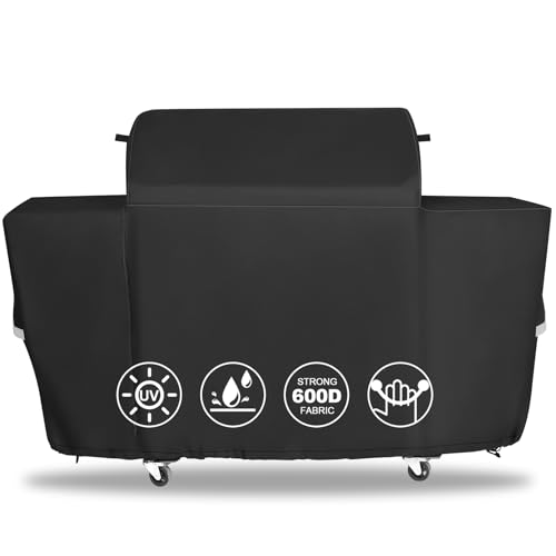 QuliMetal Grill Cover for Traeger Woodridge Pro & Elite - 600D Heavy Duty Waterproof TFB97JLH TFC97XLH BBQ Grill Cover for Traeger Grills BAC776 Full-Length All Weather Grill Cover Accessory
