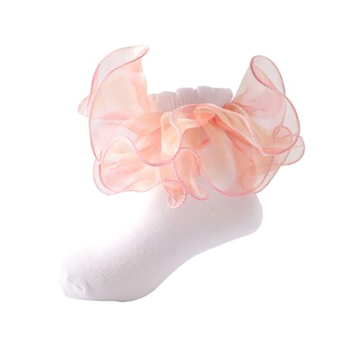 Toddler Girls Ruffle Dress Socks Cute Double Lace Frilly Princess Sock Casual Comfy Knit Ankle Crew Thights
